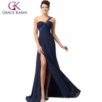 Grace Karin Chiffon Azul marinho Long Split Leg Fashion Evening Dress CL3186-2 #